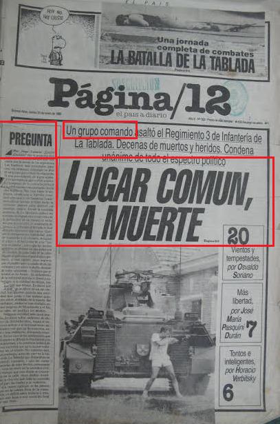Lanata, Gorriarán Merlo, MTP, Página 12, José Alfredo Martínez de Hoz, ERP, Clarin, acopamiento del cuartel de La Tablada