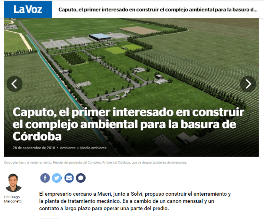 Nicolas Caputo, Nicky Caputo, Mauricio Macri, Solví, Vega, Basura, recolección de basura Córdoba, Corrupción