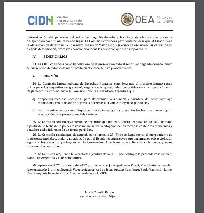 Echazú, Maldonado, Otranto, Patricia Bullrich, Héctor Magnetto, Vidal, Gendarmería, Desaparición, Macri, RAM