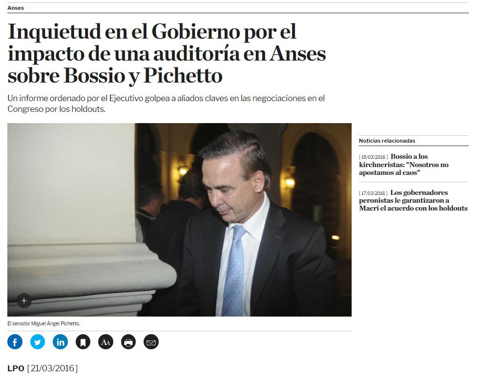 Miguel Picheto, Diego Bossio, Senado, Cámara de Diputados, ANSES, Macri, Gobierno