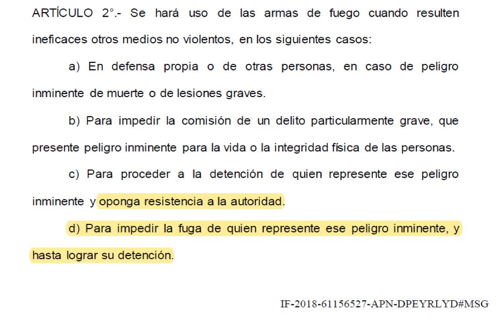 protocolo de uso de armas de fuego, fuerzas de seguridad , ministra de Seguridad Bulrrich, ONU (Organización Naciones Unidas), la OEA (Organización Estados Americanos) y CIDH (Comisión Interamericana Derechos Humanos), San Miguel del Monte y tres de Febrero