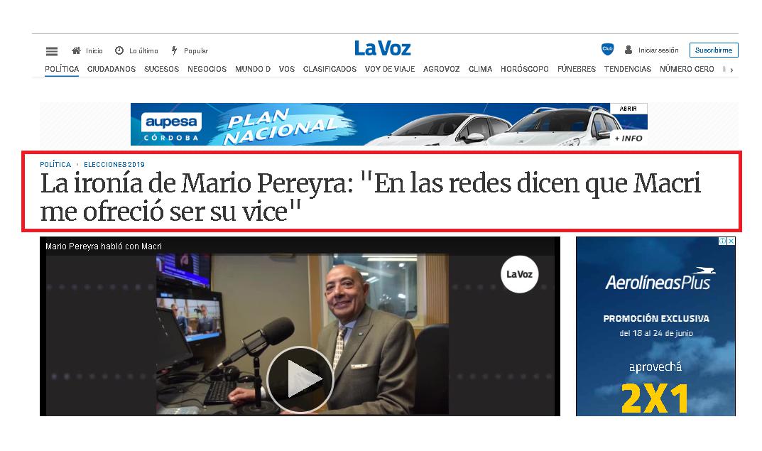 CADENA 3, Mauricio Macri, Mario Pereyra, PRO, Deuda Fiscales, Pauta Publicitaria, prórroga automática de la concesión, cadena nacional, Multimillonarias, Vicepresidente, Córdoba