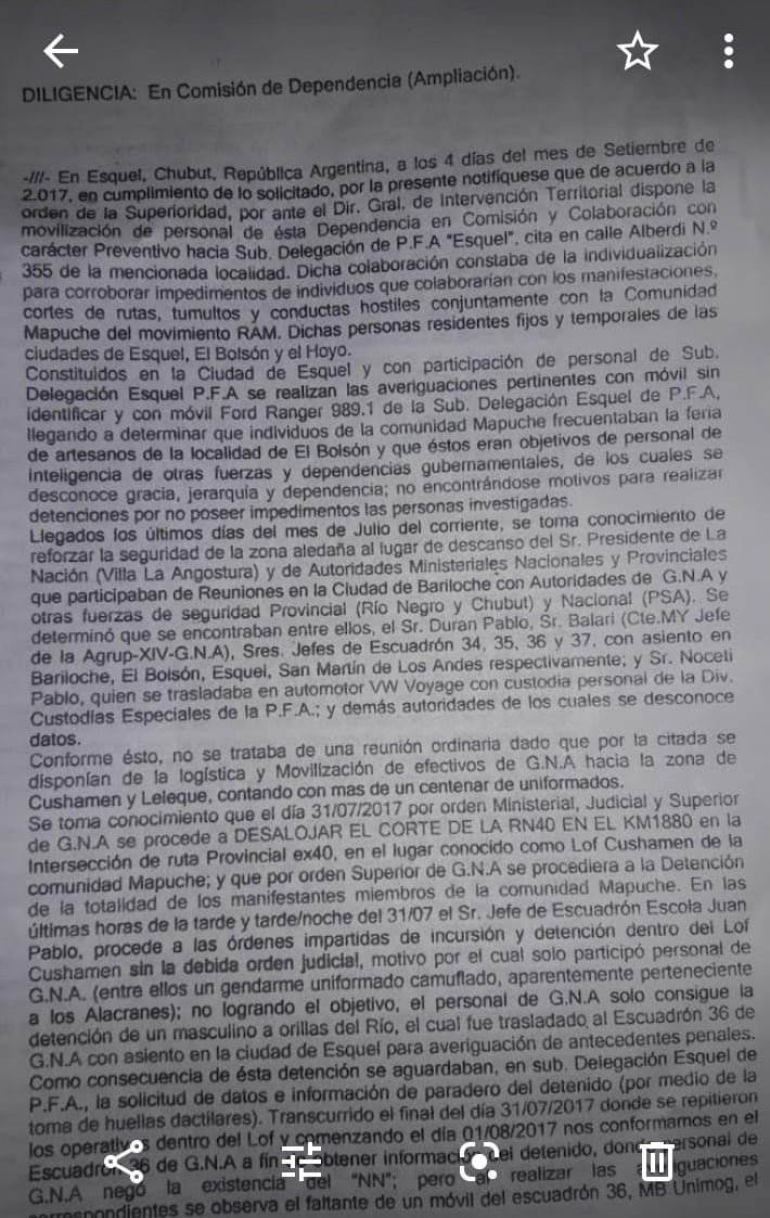 Echazú, Maldonado, Otranto, Patricia Bullrich, Héctor Magnetto, Vidal, Gendarmería, Desaparición, Macri, RAM, autopsia, RCP, Reanimación cardiopulmonar, Policía Federal, Filtración, Pablo Bodie
