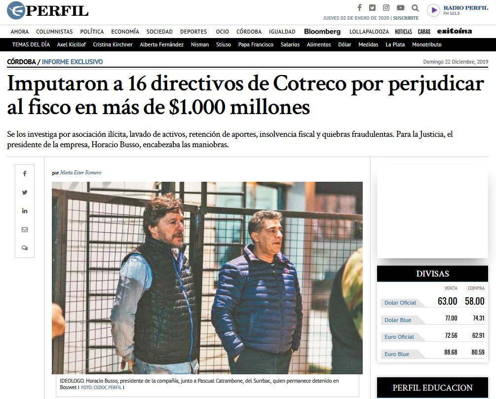 Horacio Busso, empresario, cordobesismo, poder judicial, ministro de Agricultura Sergio Busso, Cámara de Comercio de Córdoba, esposa María Soledad Garzón, Cotreco, violencia de género extrema, evasión impositiva, corrupción