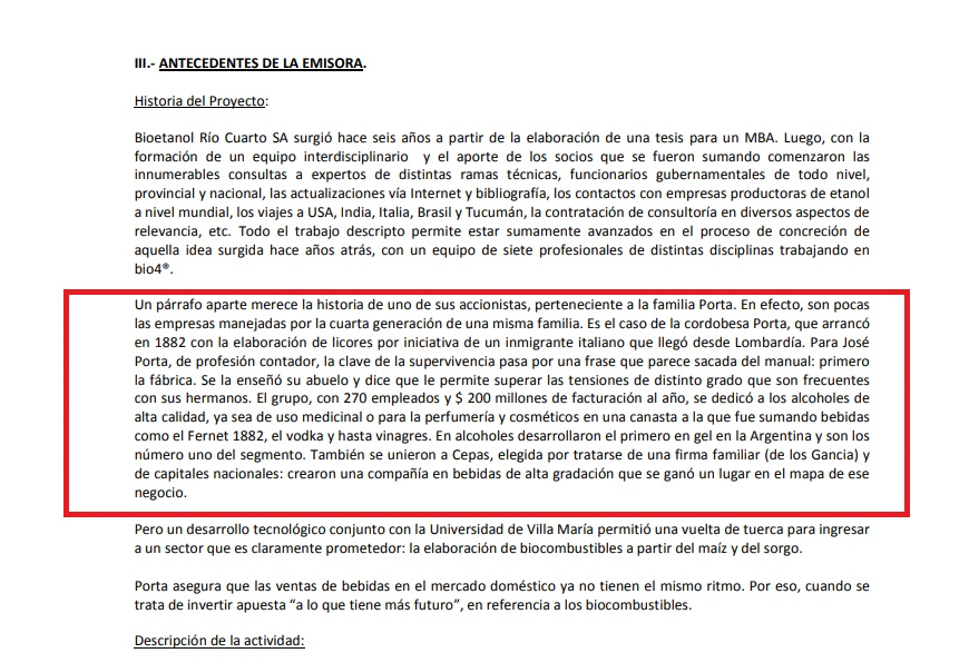 cordobesismo, schiaretti, bioetanol