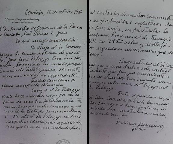 José Luis Palazzo, Luciano Menendez, UNC, Universidad Nacional Córdoba, represion