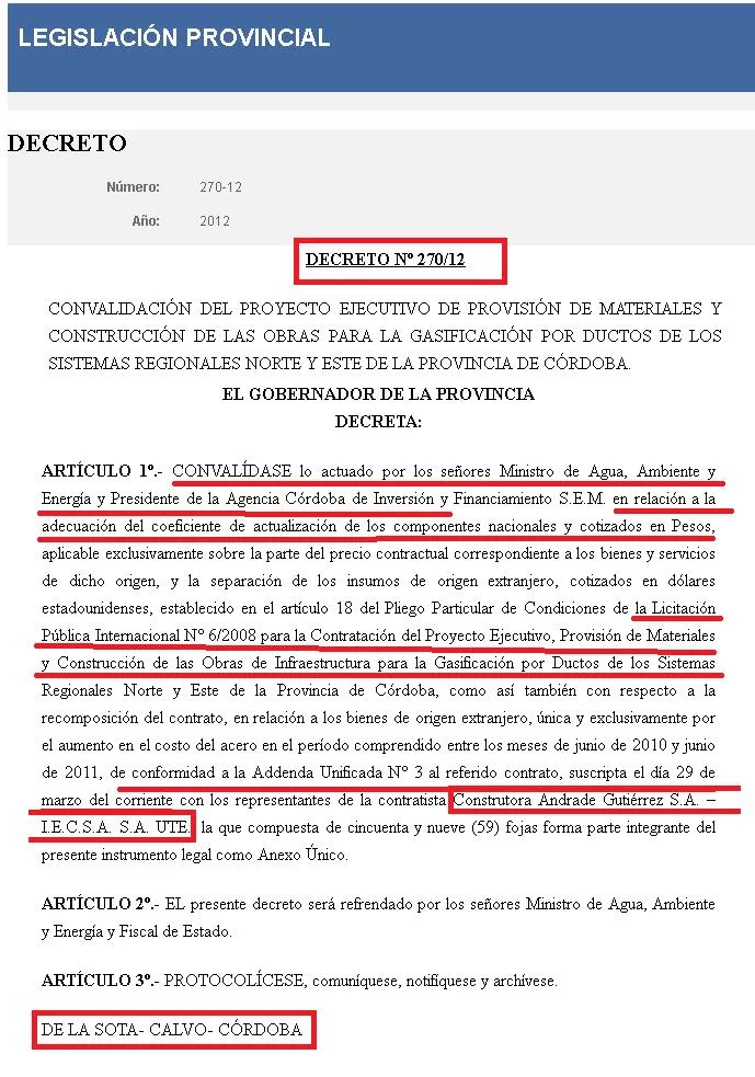 Mauricio Macri, Juan Schiaretti, José Manuel de la Sota, gasoductos troncales