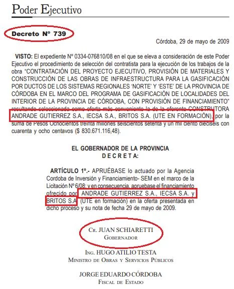 Mauricio Macri, Juan Schiaretti, José Manuel de la Sota, gasoductos troncales