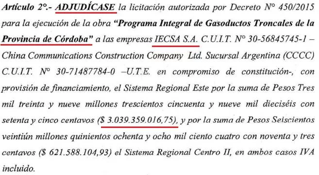Mauricio Macri, Juan Schiaretti, José Manuel de la Sota, gasoductos troncales