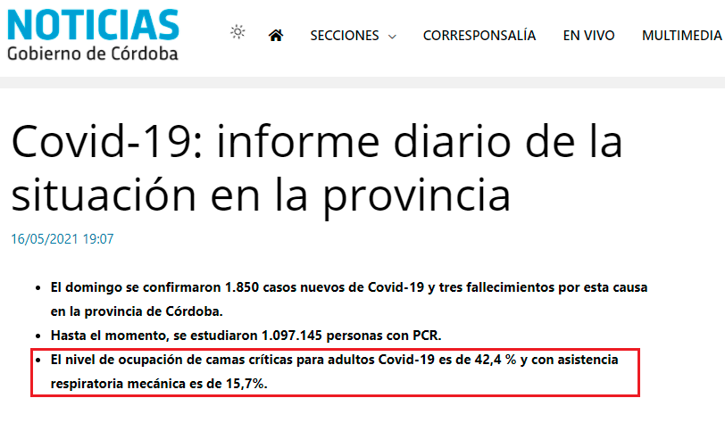 Cordoba, Schiaretti, Calvo, COVID-19