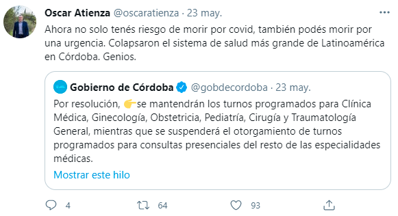 Covid 19, colapso sanitario, Córdoba, cordobesismo