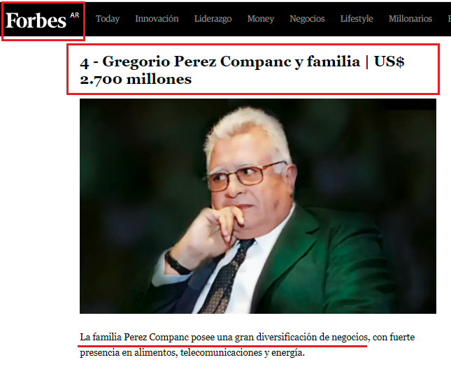 Pérez Companc, parasitar al estado, petróleo, finanzas, alimentos