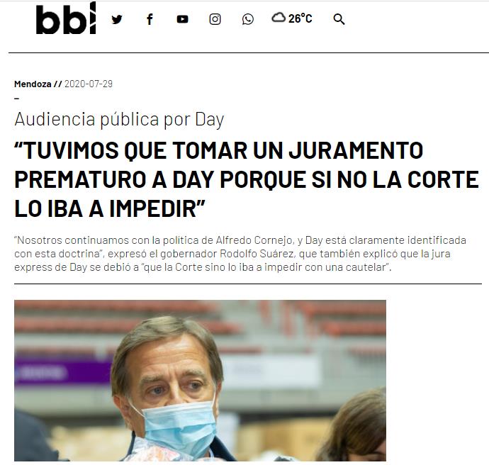 Mendoza, disciplinamiento justicia, Cornejo, Suarez