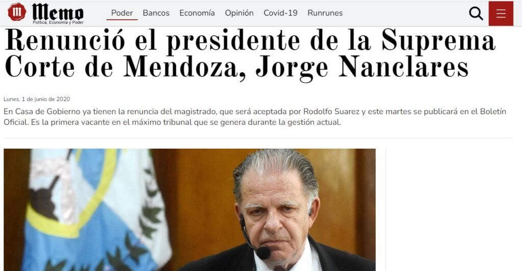 Mendoza, disciplinamiento justicia, Cornejo, Suarez