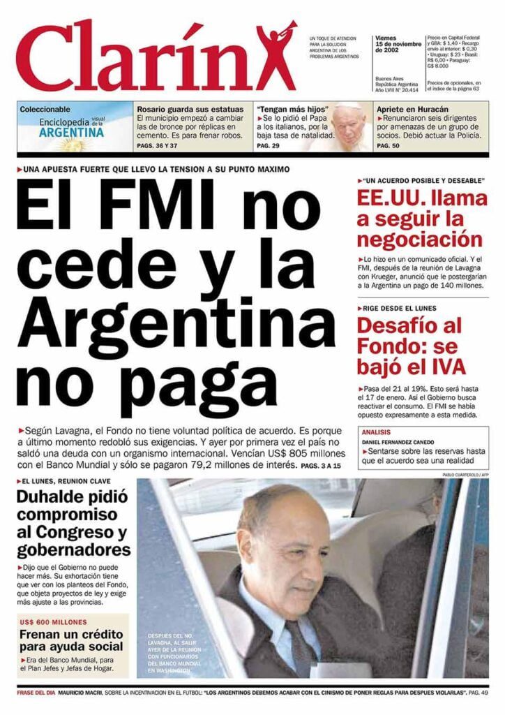 FMI, malas praxis, 2002, Duhalde, Amadeo, Remes Lenicov