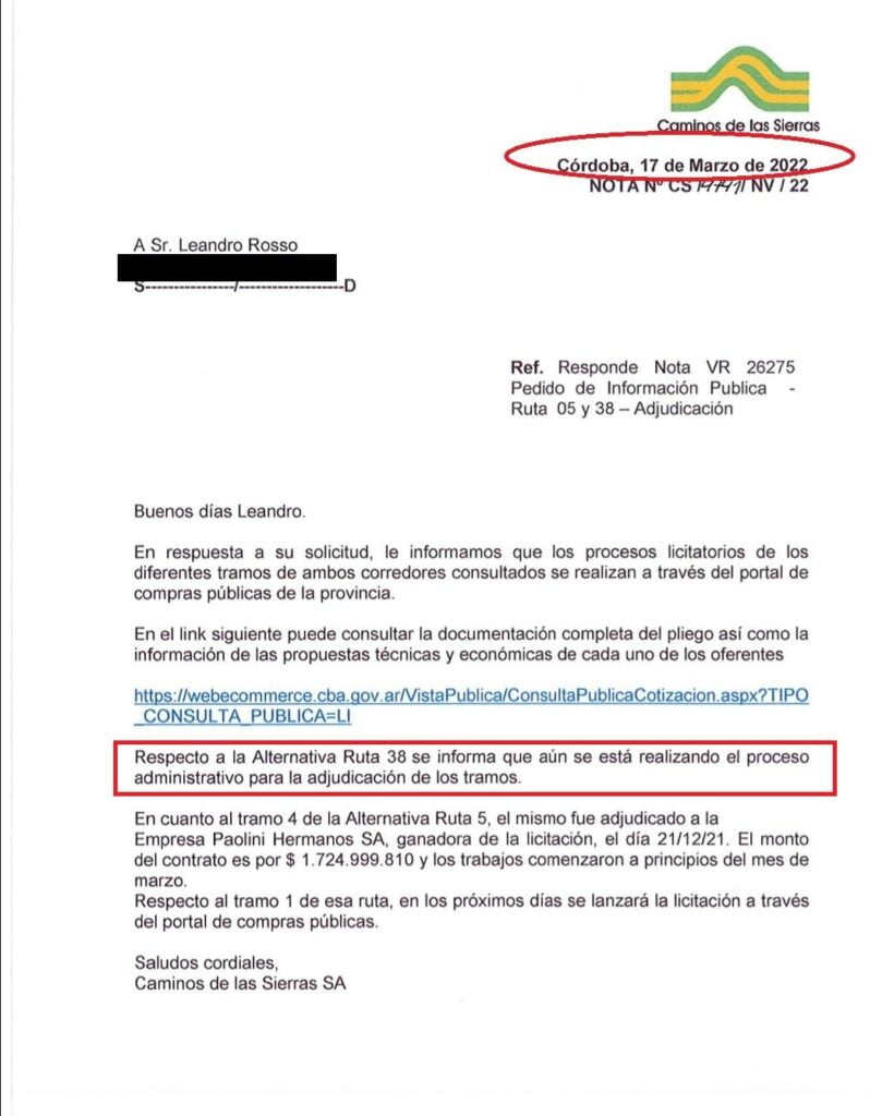Cordobesismo, Chediak, obra vial un millón el metro, Miro, Britos
