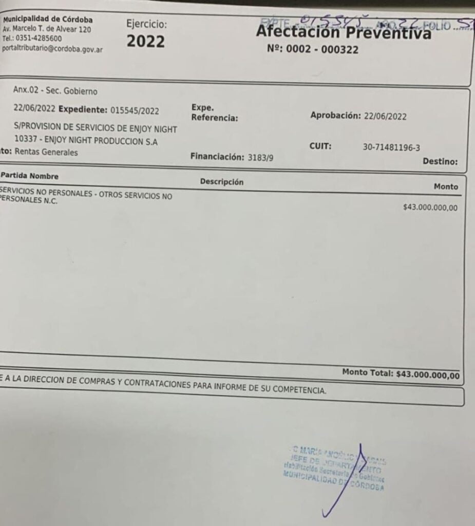 Ulises Bueno, Enjoy Nigth, Miguel Siciliano, Pablo Bianco, Martín Llaryora