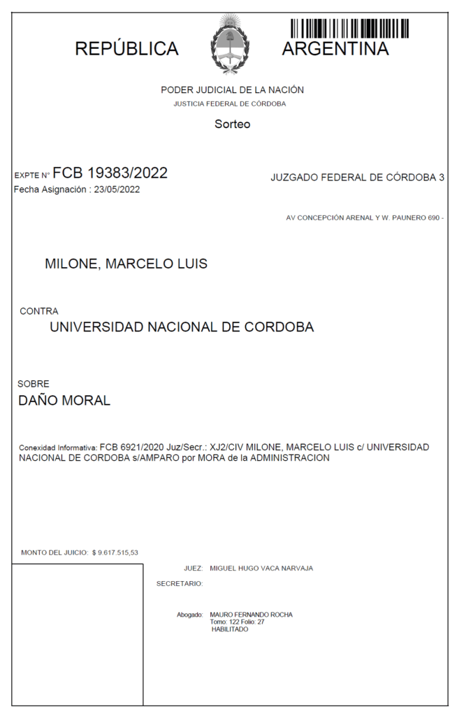 Facultad Derecho, Yanzi Ferreira, Aspell, Milone, tesis doctorando, justicia federal