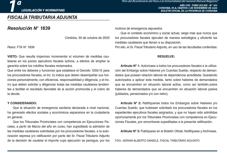 Cordobesismo,embargo cuentas sueldo, recaudación medieval impuestos, Juan Schiaretti