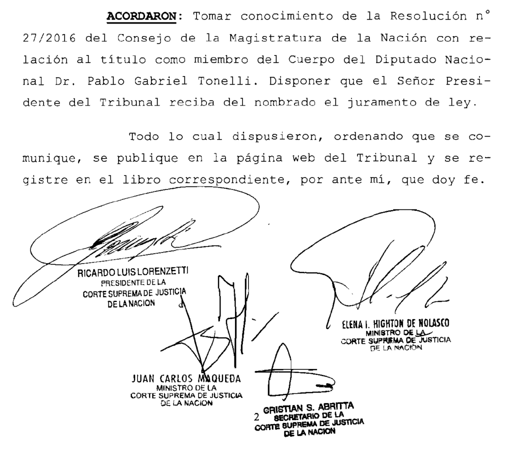 Jirafales Rosatti, Corte Suprema, Consejo Magistratura, Luis Juez, Pablo Tonelli,