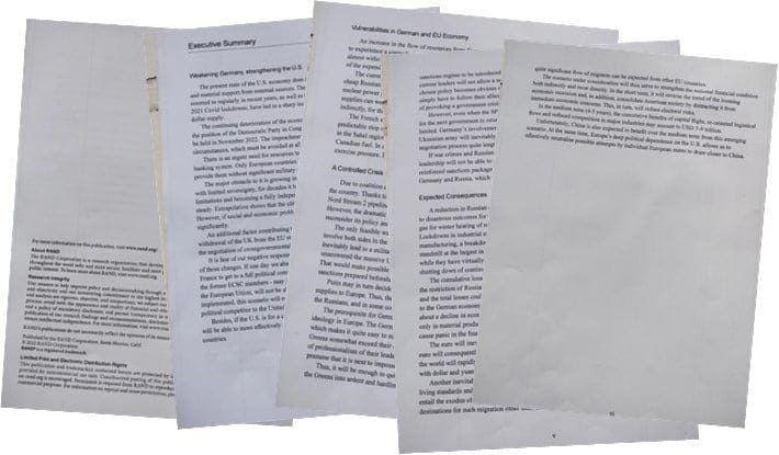 RAND Corporation, Debilitando Alemania, fortaleciendo EE. UU