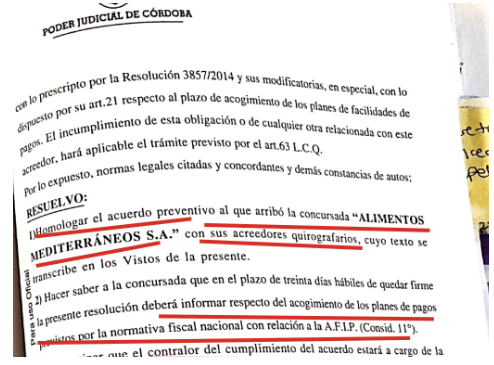 Alimentos Mediterráneos, Bersano, Vitali, Calvo, concurso, Ausonia