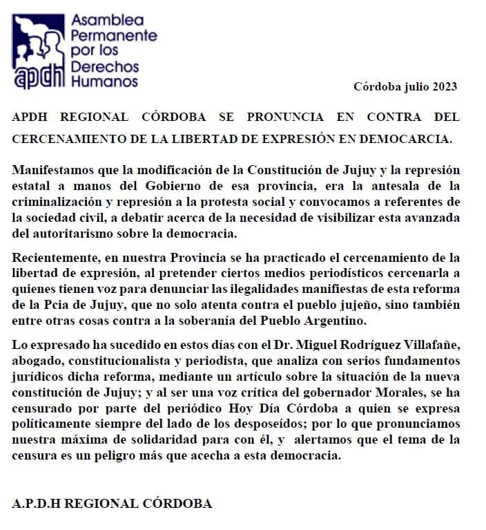 Nueva Constitución Jujuy, discriminación pueblos originarios, censura de prensa, Gerardo Morales