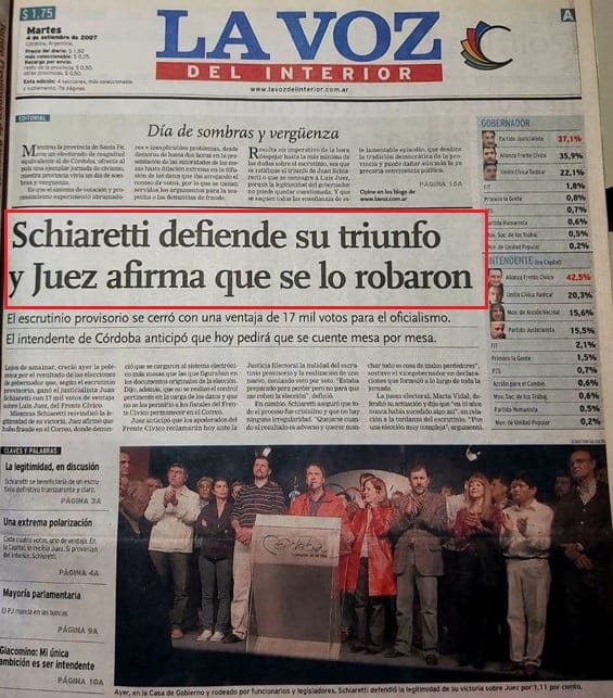 La venganza de Juez, la Boleta Unica creada por Schiaretti tras las escandalosas elecciones del 2007