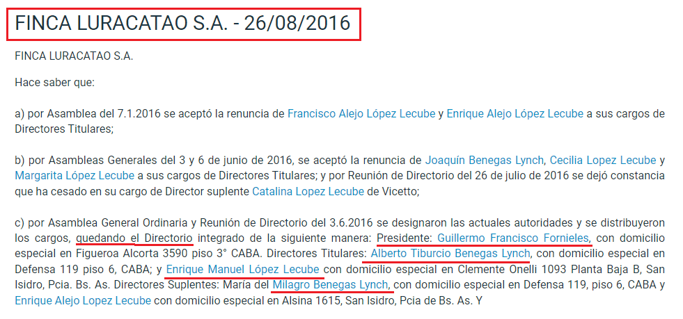 Viejos negocios entre Macri y los Benegas Lynch gurues de Milei