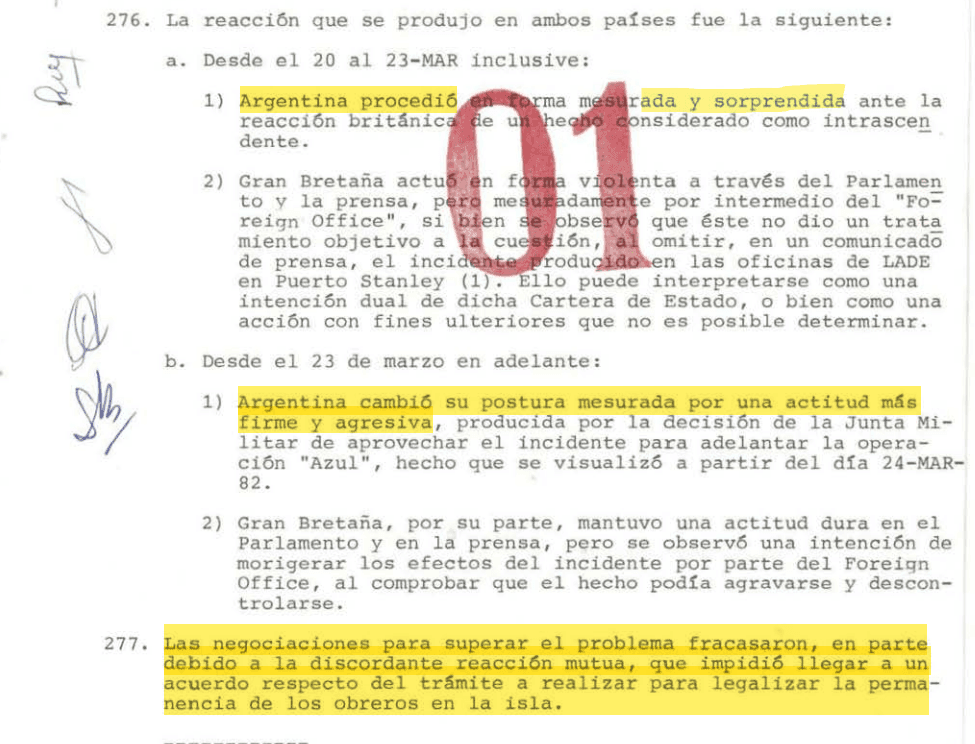 Guerra Malvinas, comunicaciones secretas a través LA NACION, topo de la OTAN, Nicanor Costa Méndez, Escalar incidente Georgias