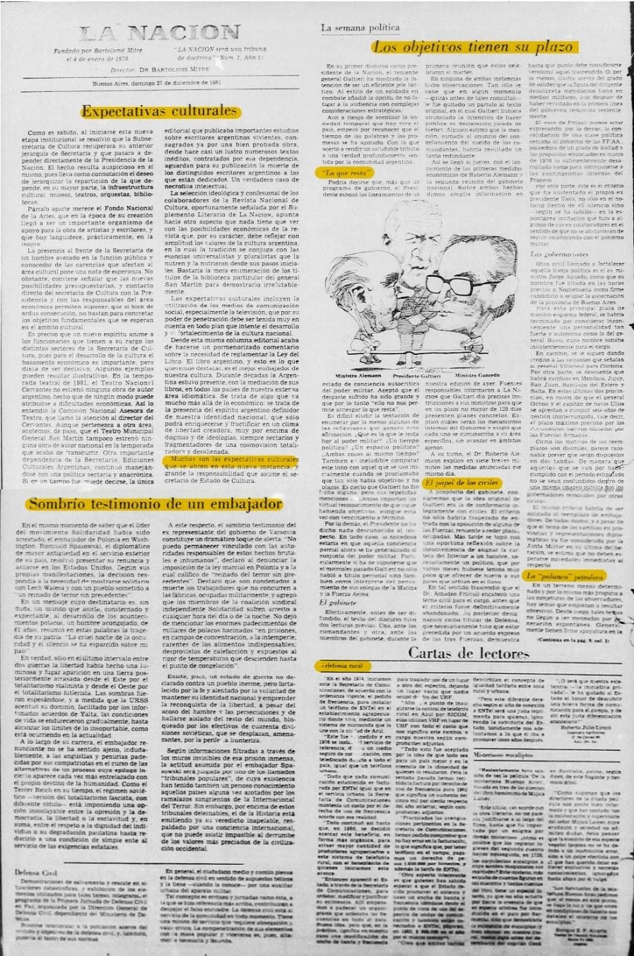 Mensajes secretos a través diario LA NACION con topo de la OTAN canciller Costa Méndez affaire naftas adulteradas