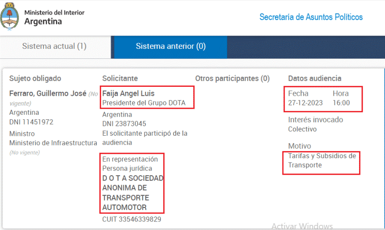 Bajo la sombra de Milei padre vinculado con DOTA, los subsidios al transporte crecieron sustancialmente USD 5 millones por día