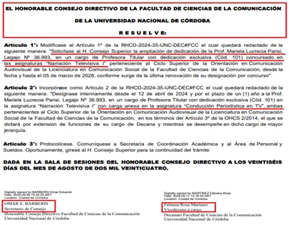 MARIELA PARISI: la decana nepotista de la Facultad de Ciencias de Comunicación de la UNC (1)