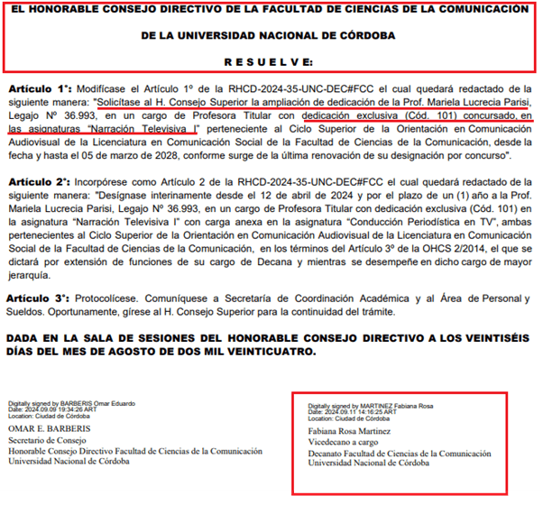 Parisi, la decana autócrata de la FCC – UNC que nunca concursó, precarizó los cargos, y amaño concursos