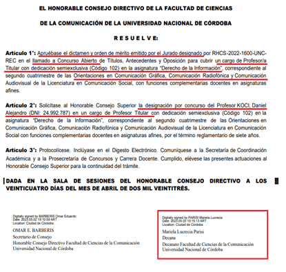 Parisi, la decana autócrata de la FCC – UNC que nunca concursó, precarizó los cargos, y amaño concursos