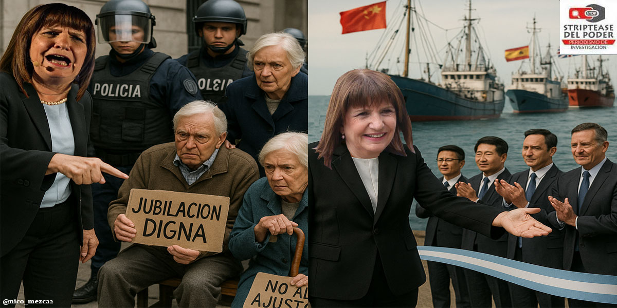 El Ministerio de Seguridad a cargo de Bullrich tolera la pesca ilegal y ayuda a los buques que la practican