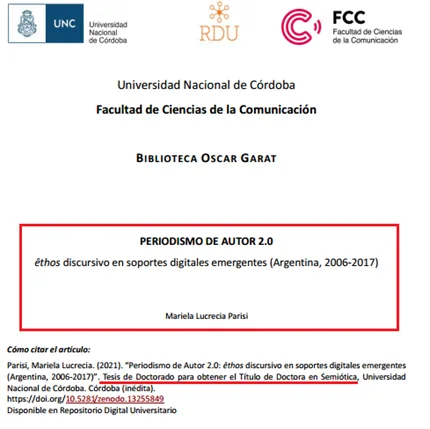 Pagina 17UNC: El evidente plagio de la tesis doctoral de la decana Mariela Parisi de la FCC