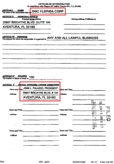 Fuente: registro público del Estado de Florida