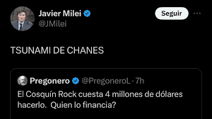 Tuit del presidente Milei