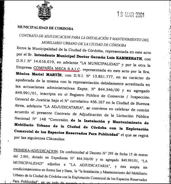 Decreto N.º 295/01 firmado por Germán Kammerath