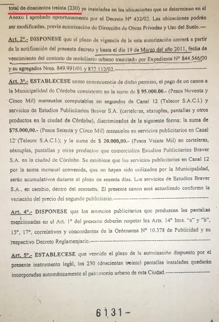 Decreto 6131/07 firmado por Luis Juez