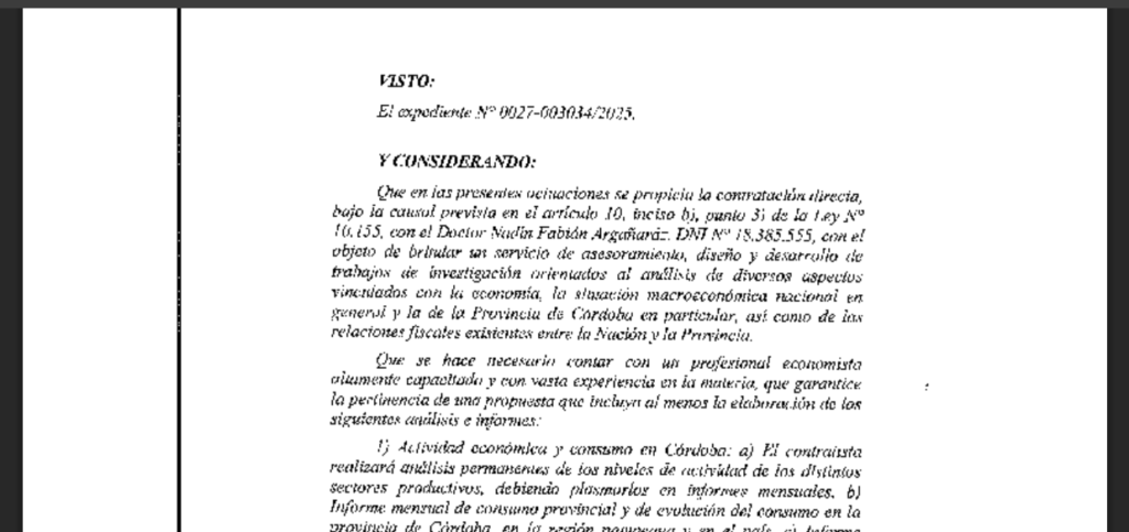 contrato de asesoría a Argañaraz