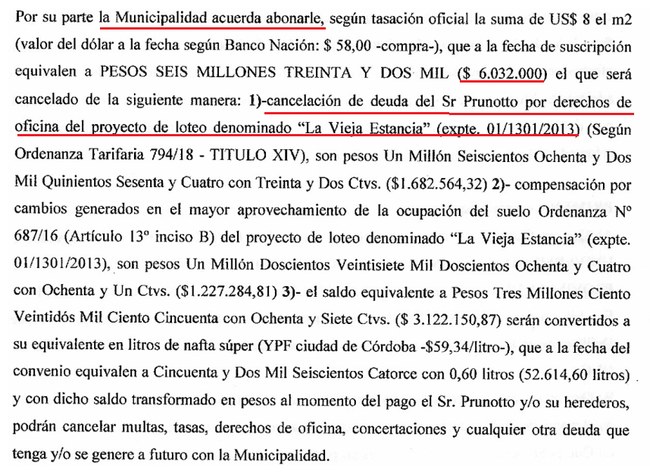 Anexo del convenio